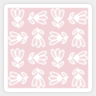 White tulip in a bed of softest baby pale pink Sticker